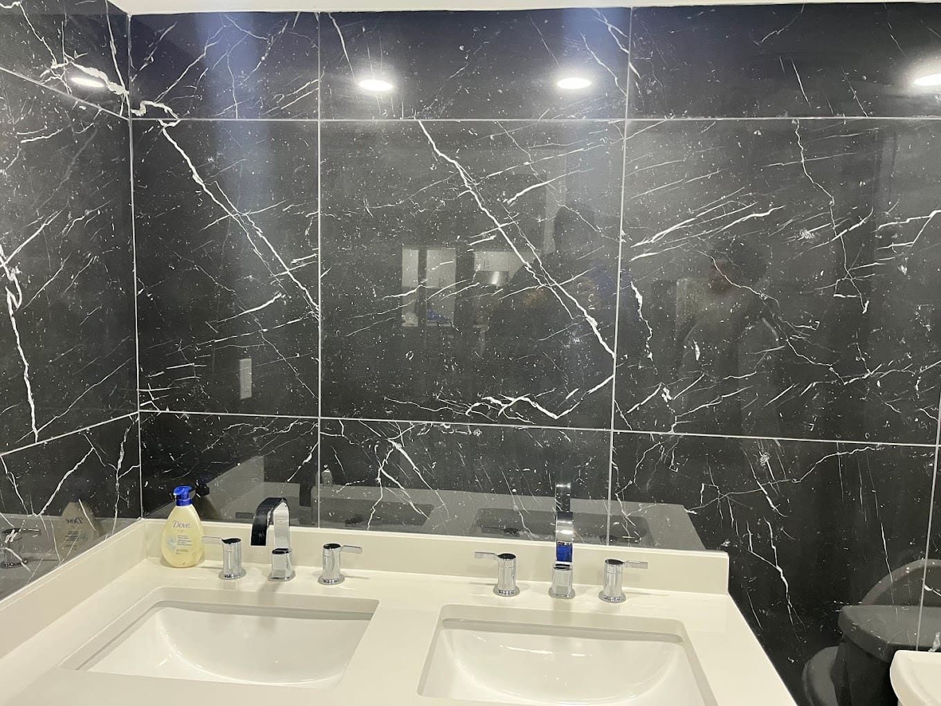 Black Marble Powder Room in Mississauga