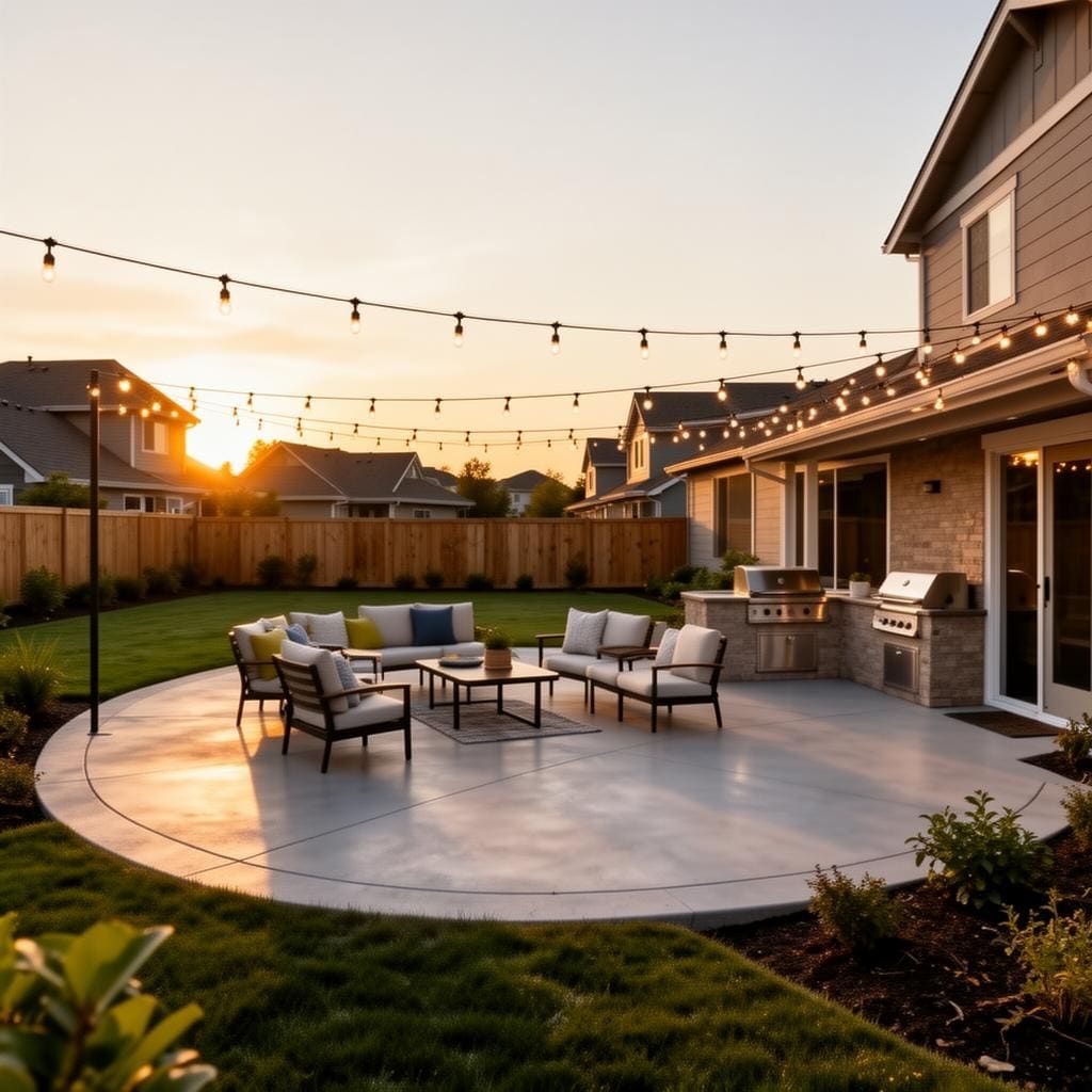 Concrete patio and outdoor living area